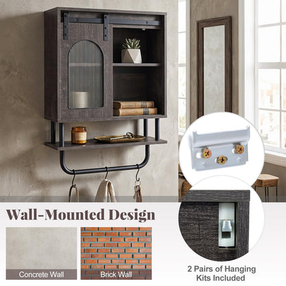 Goflame Bathroom Wall Cabinet with Sliding Barn Door