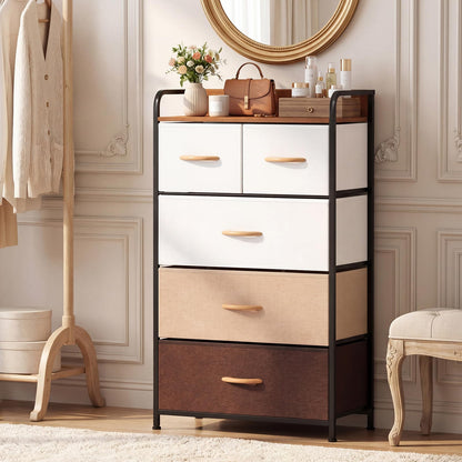 Goflame 5-Drawer Fabric Dresser with Removable Fabric Bins