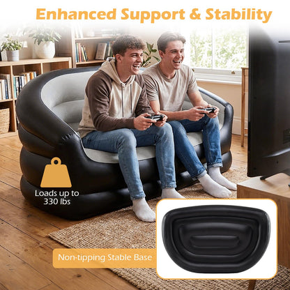 Goflame Inflatable Loveseat Couch Portable & Foldable 2-Seater Air Sofa(1/2)