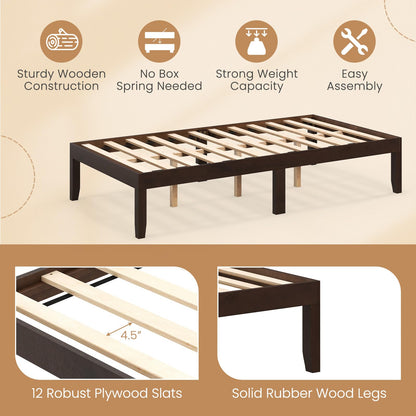 Goflame 14 Inch Twin Wood Platform Bed Frame, Minimalist Twin Bed Frame with Wooden Slats Support & Rubber Wood Legs