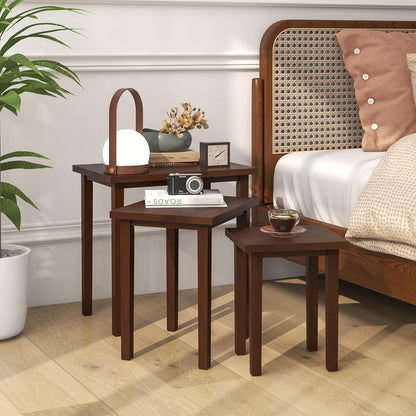 Goflame Nesting Tables Set of 3, Farmhouse Stacking Side Tables with Rubber Legs