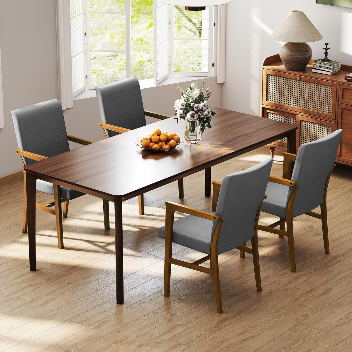 Goflame Mid Century Modern Dining Chairs Set of 2/4 with High Back, Solid Wooden Frame & Soft Cushion