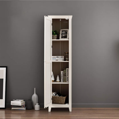 Goflame Tall Storage Cabinet Freestanding Floor Storage Tower with Four Shelves and Single Door
