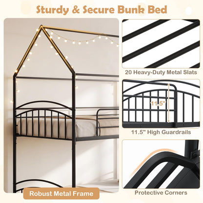 Goflame Twin Over Twin Bunk Bed with Slide & Ladder for Boys Girls