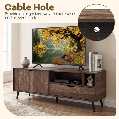 Goflame TV Stand for TVs up to 65 Inches Rustic Entertainment Center