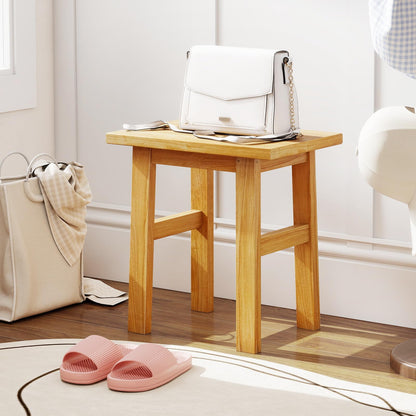 Goflame Solid Teak Shower Bench Stool for Bathroom with Water-Resistant Finish 18''L x 12''W x 18''H