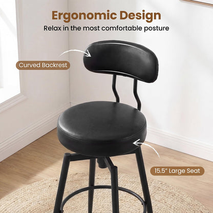 Goflame Swivel Barstools Set of 2/4 Faux Leather 31 Inch Bar Height Stools w/Upholstered Seat & Back