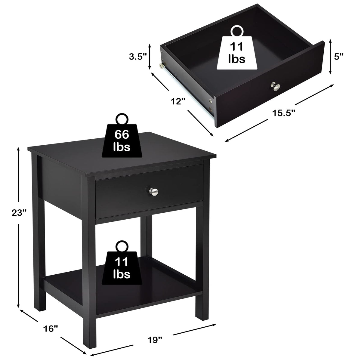 Multifunctional Bedside Sofa Side Table, Accent Home Furniture w/Stable Frame