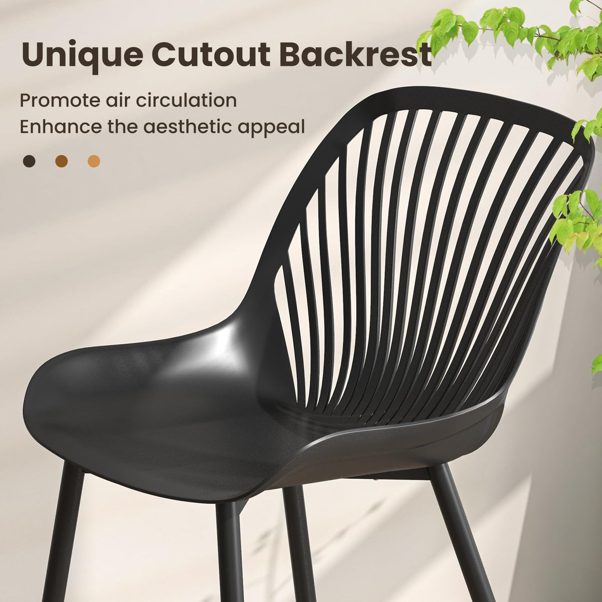 Goflame Black Dining Chairs Set of 4, Modern Kitchen Chairs w/Metal Legs