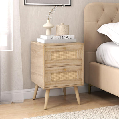 Goflame Rattan Nightstand Set of 2