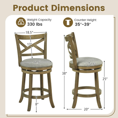 Goflame Wood Swivel Bar Stools Set of 2/4 with Backrests and Wood Frame