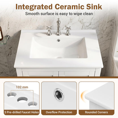 Goflame 24.5" Bathroom Vanity with Ceramic Sink Combo