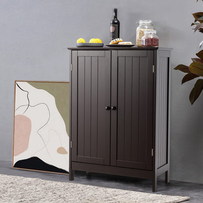 Goflame Storage Cabinet with Doors and Shelves - Freestanding Storage Organizer with Anti-Tipping Device