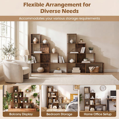 Goflame 6 Cube Geometric 4-Tier L-Shaped Bookcase with Cubes (1/2)