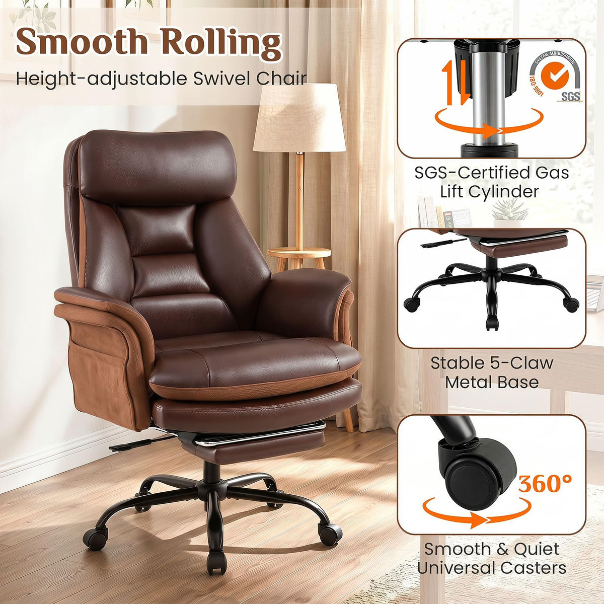Goflame Big & Tall Office Chair with Adjustable Armrest