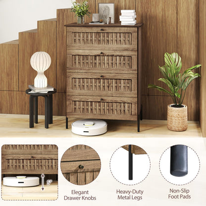 Goflame 4-Drawer Dresser with Interlocking Mechanism and Metal Legs for Bedroom