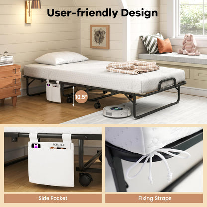 Goflame Twin Folding Bed with 5 Inch Mattress