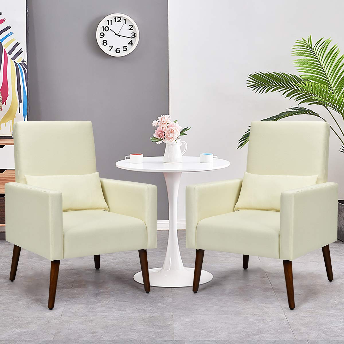 Goflame Upholstered Rocking Chair, Modern High Back Armchair