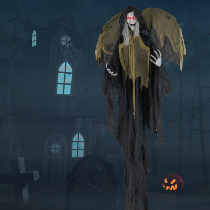 Goflame 8.2 FT Halloween Standing Witch, Poseable Halloween Animatronic Prop with Light up Eyes
