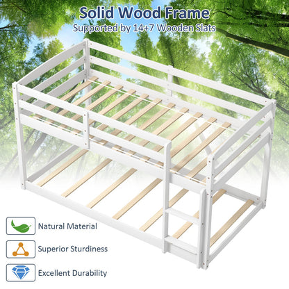 Goflame Solid Wood Twin Over Twin Bunk Bed Frame