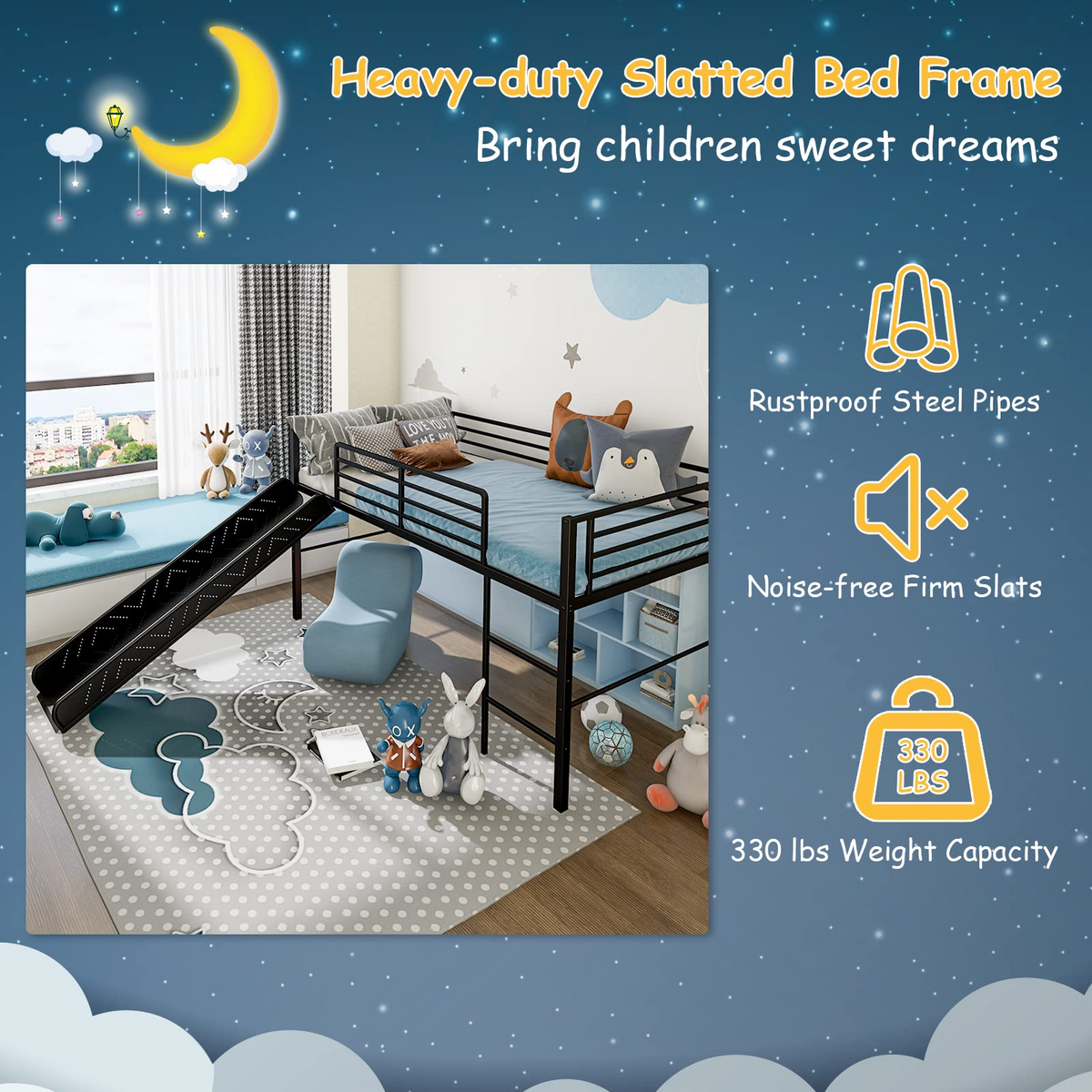 Goflame Twin Loft Bed with Slide