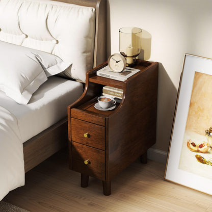Goflame Narrow Nightstand with 2 Drawers for Small Spaces (1/2)