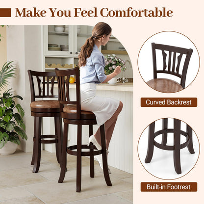 Goflame 30" Upholstered Bar Height Swivel Bar Stools Set of 2/4 with Back and Solid Rubber Frame