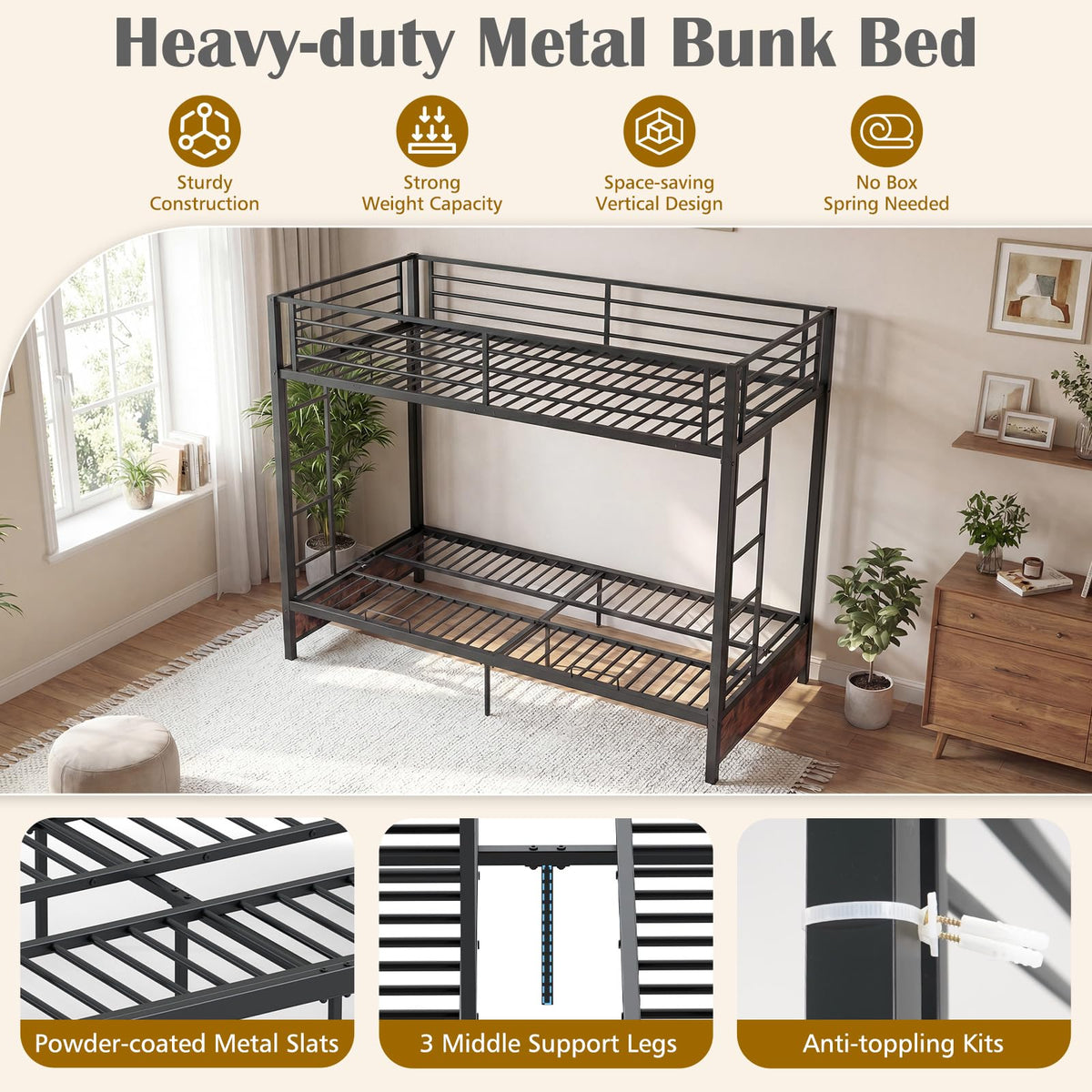 Goflame Twin Over Twin Futon Bunk Bed
