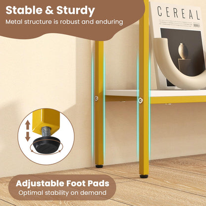 Goflame Gold Console Table with Shelf, 44" Narrow Entryway Table w/Dual Anti-Tipping Kits & Golden Metal Frame