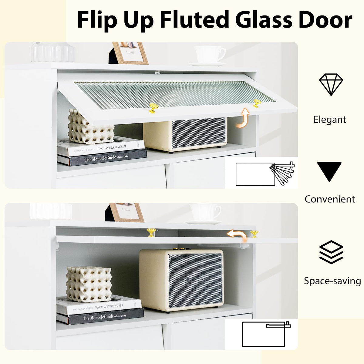 Goflame 3-Drawer Modern Storage Cabinet with 2 Doors