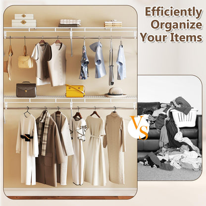 Goflame 6 ft Wall Mounted Closet Shelf with Hanging Rod