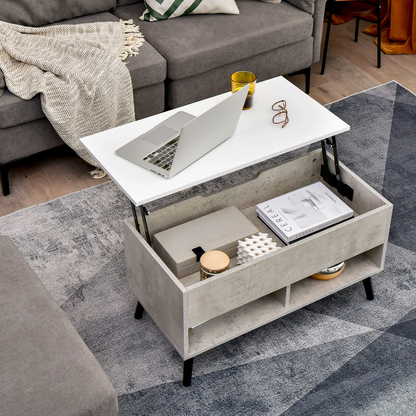 Goflame Lift Top Coffee Table, Modern Cocktail Table w/Hidden Compartment & 2 Open Shelves