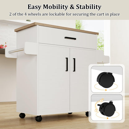 Goflame Kitchen Island with Storage 41.5" W Rolling Island Table