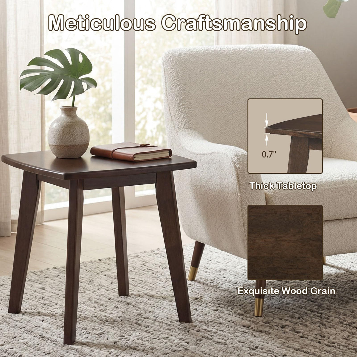 Goflame Modern Square Side Table Set of 1/2