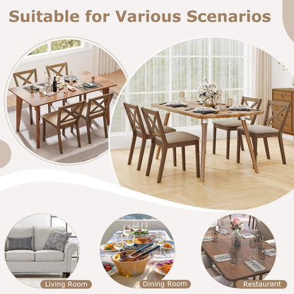 Goflame Wooden Dining Chairs Set of 2/4 with Rubber Wood Legs, Fabric Padded Seat Cross Back