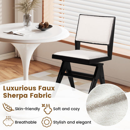 Goflame Swivel Dining Chairs Set of 2/4, Faux Sherpa Kitchen Chairs w/Rubber Wood Frame