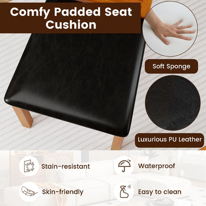 Goflame Wooden Dining Chairs Set PU Leather Upholstered Kitchen Armless Chairs w/Rubber Wood Legs