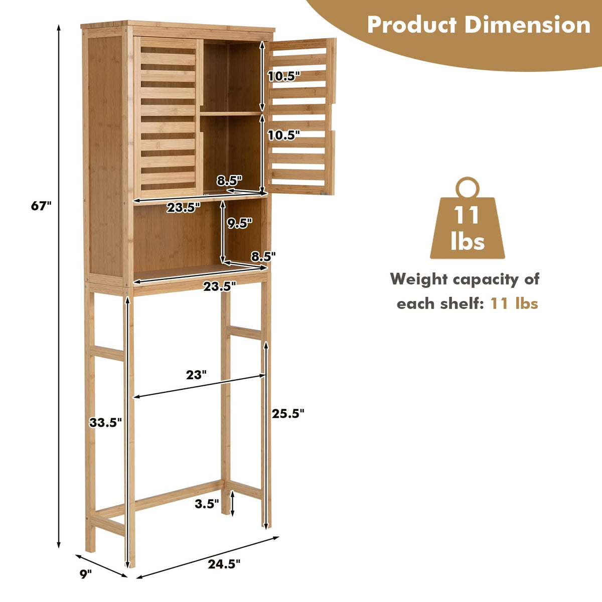 Goflame Over-The-Toilet Storage Cabinet