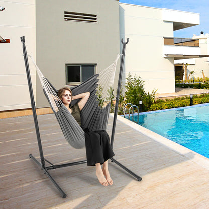 Goflame Hammock Chair with H-Shaped Stand - Heavy Duty Swing Chair with 6-Position Adjustable Height and Side Pocket