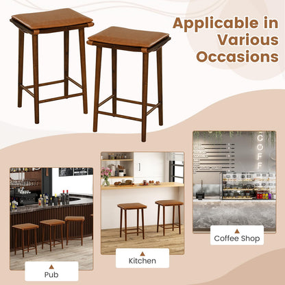 Goflame Bar Stools Set of 4, Wooden Backless Barstools for Kitchen Island