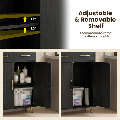 Goflame Freestanding Bathroom Storage Cabinet with 2 Drawers and 2 Doors