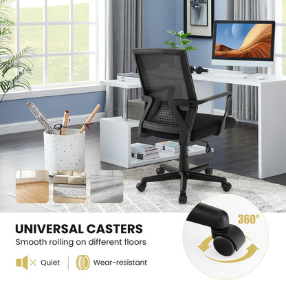 Goflame Office Desk Chair with Lumbar Support, Ergonomic Mesh Office Chair with Wheels and Armrests
