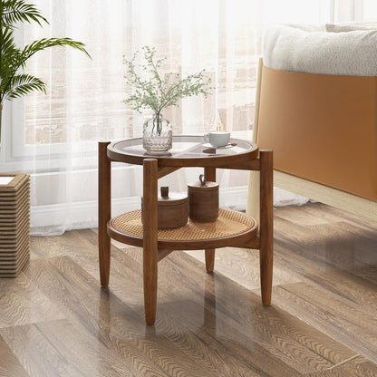 Rattan Round End Table - Goflame