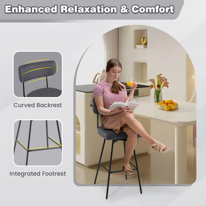 Goflame Swivel Bar Stools, Upholstered Bar Height Bar Chairs w/Padded Seat & Backrest