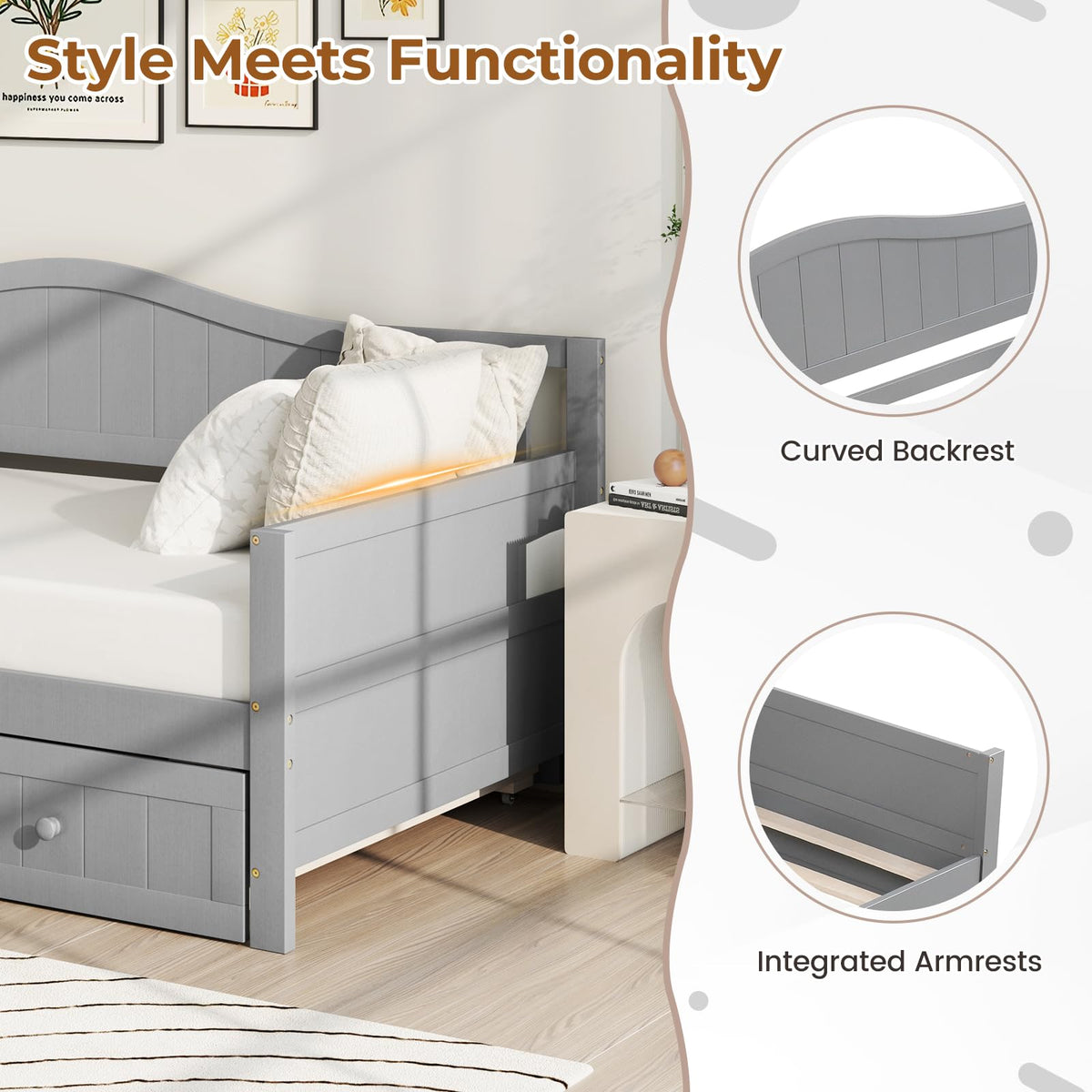Goflame Twin Daybed with Trundle