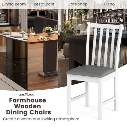 Goflame Wooden Dining Chairs Set of 2/4 Faux Leather Upholstered Kitchen Chair w/Rubber Wood Legs