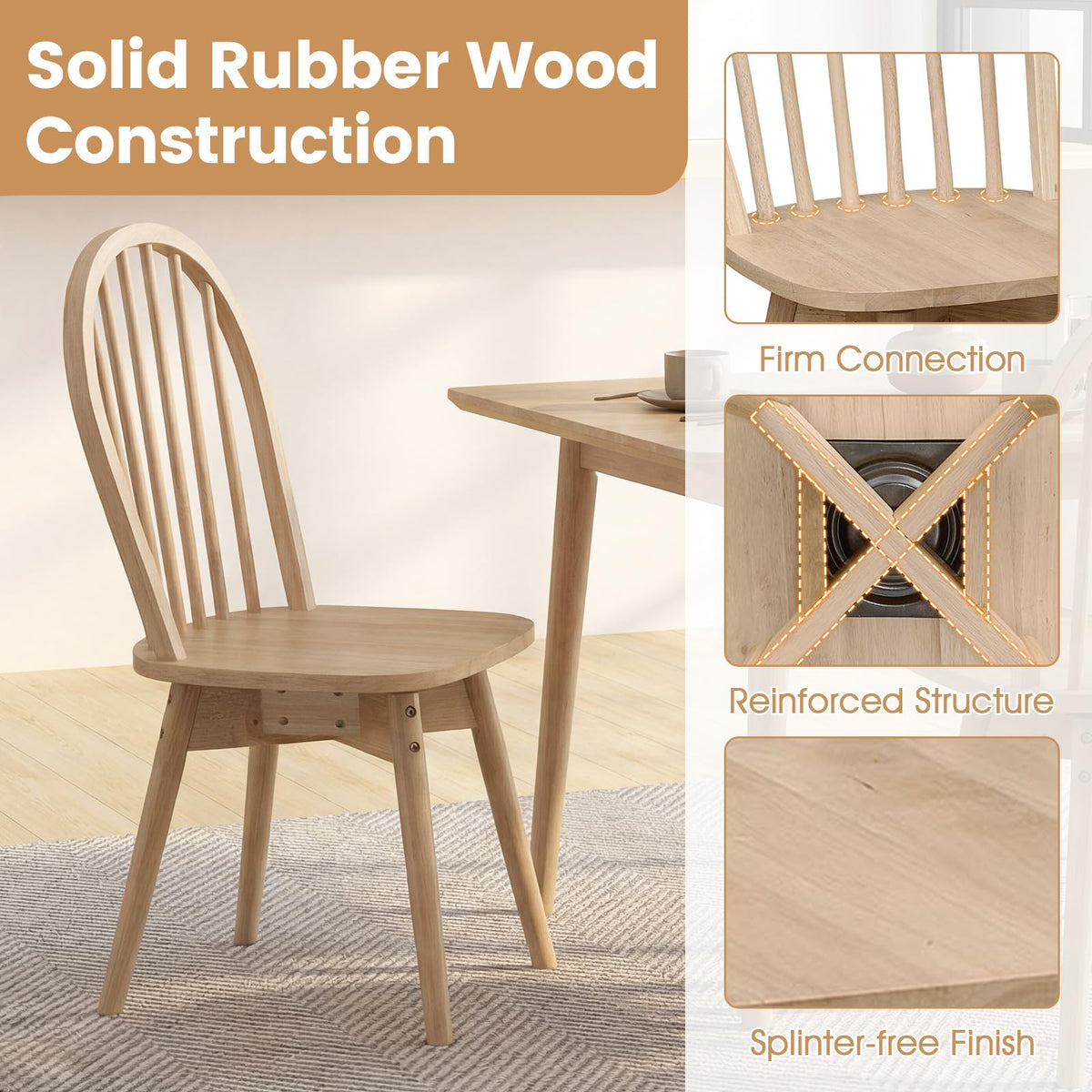 Goflame Windsor Dining Chairs Set of 2/4 Farmhouse Swivel Kitchen Chairs with Spindle Back