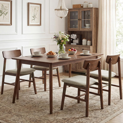 Goflame Solid Rubber Wood Dining Room Chairs with Curved Backrest
