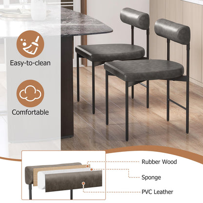 Goflame Dining Chairs, Faux Leather Upholstered Kitchen Side Chair with Padded Backrest and Cushion, Metal Legs