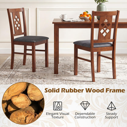 Goflame Wooden Upholstered Kitchen Chair with Elegant Diamond Back (2/4)